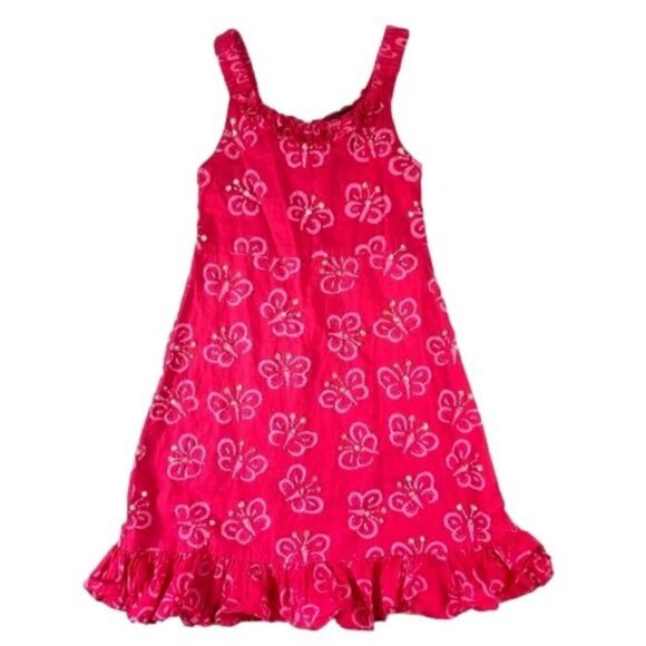 RubiMoon Other - Butterfly Beaded Sleeveless Summer Dress Red Pink Beaded Detail Size 4 Toddler